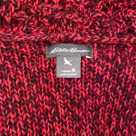 Eddie Bauer Red/Black Open Front Cardigan M - Picture 14 of 14